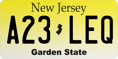 NJ license plate A23LEQ