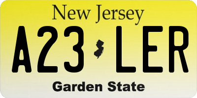 NJ license plate A23LER