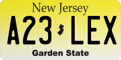 NJ license plate A23LEX