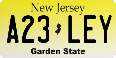 NJ license plate A23LEY