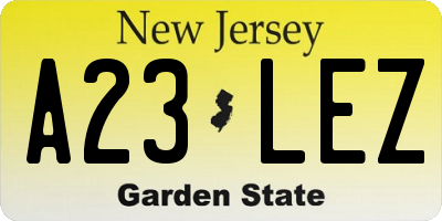 NJ license plate A23LEZ
