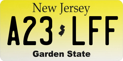 NJ license plate A23LFF