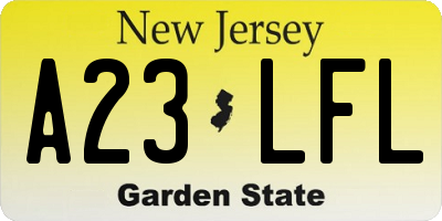NJ license plate A23LFL