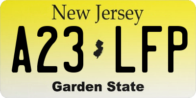 NJ license plate A23LFP