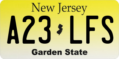 NJ license plate A23LFS