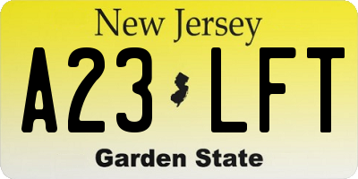 NJ license plate A23LFT