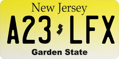 NJ license plate A23LFX