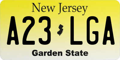 NJ license plate A23LGA
