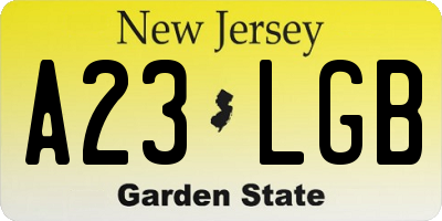 NJ license plate A23LGB