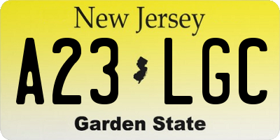 NJ license plate A23LGC