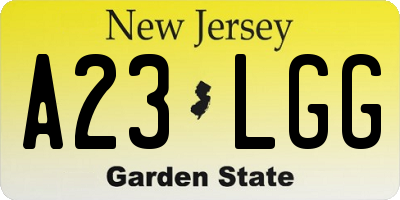 NJ license plate A23LGG