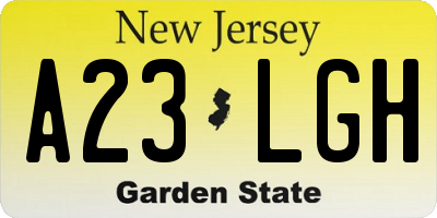 NJ license plate A23LGH