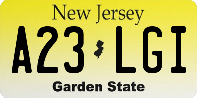 NJ license plate A23LGI
