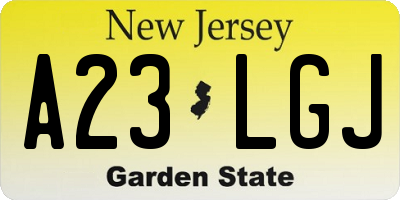 NJ license plate A23LGJ