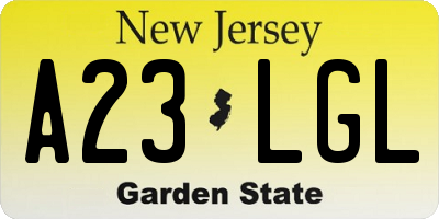 NJ license plate A23LGL