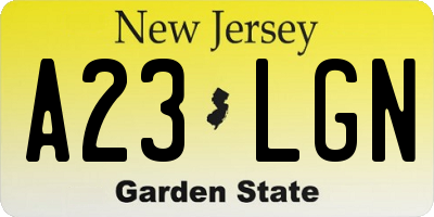 NJ license plate A23LGN