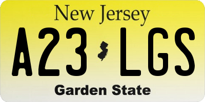 NJ license plate A23LGS