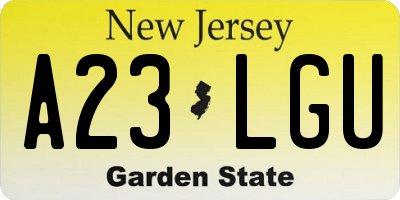 NJ license plate A23LGU