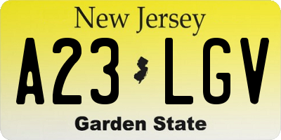 NJ license plate A23LGV