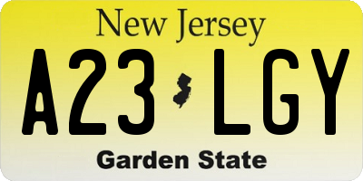 NJ license plate A23LGY
