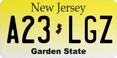 NJ license plate A23LGZ