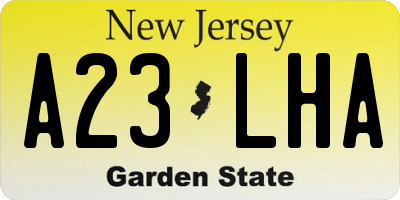 NJ license plate A23LHA