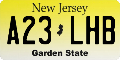NJ license plate A23LHB