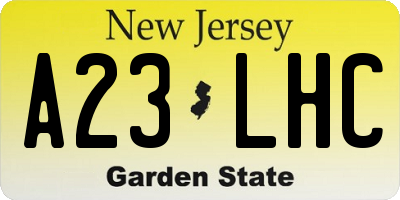 NJ license plate A23LHC