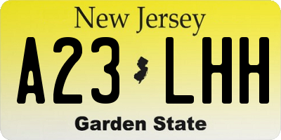 NJ license plate A23LHH