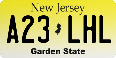 NJ license plate A23LHL