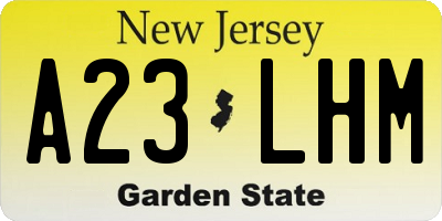 NJ license plate A23LHM