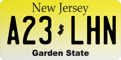NJ license plate A23LHN
