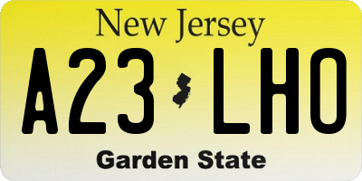 NJ license plate A23LHO