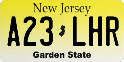 NJ license plate A23LHR