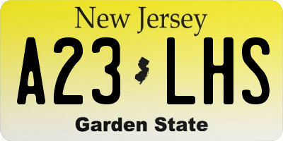 NJ license plate A23LHS