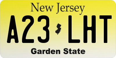 NJ license plate A23LHT
