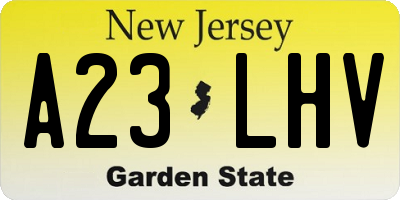 NJ license plate A23LHV