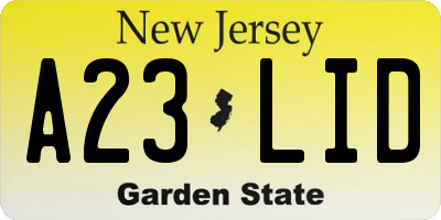 NJ license plate A23LID