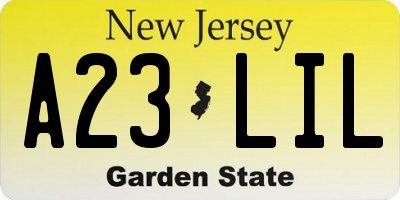 NJ license plate A23LIL
