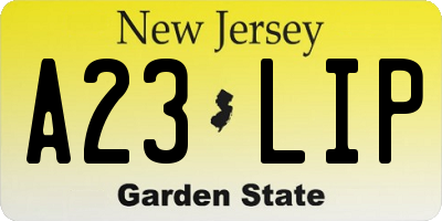 NJ license plate A23LIP