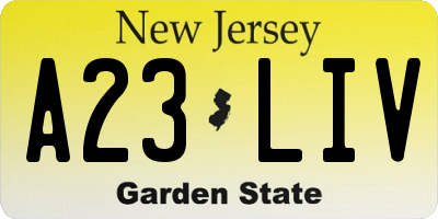 NJ license plate A23LIV