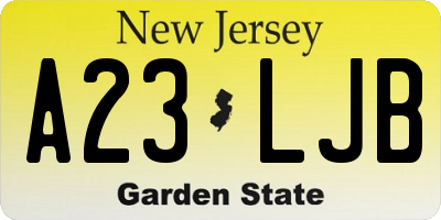 NJ license plate A23LJB