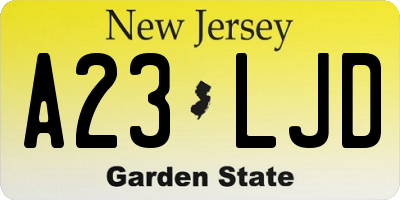 NJ license plate A23LJD