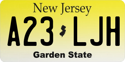 NJ license plate A23LJH