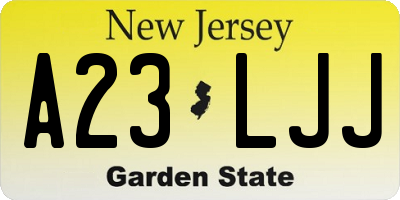 NJ license plate A23LJJ