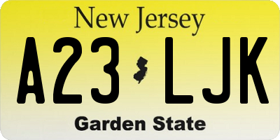 NJ license plate A23LJK