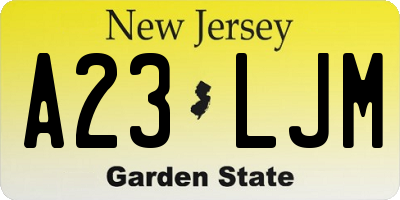 NJ license plate A23LJM