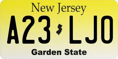 NJ license plate A23LJO