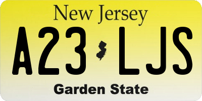 NJ license plate A23LJS