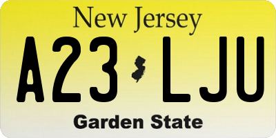 NJ license plate A23LJU